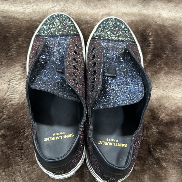 Saint Laurent PARIS Women’s Bedford Low Glitter Midnight $630 Size 7 No Laces - Picture 2 of 8